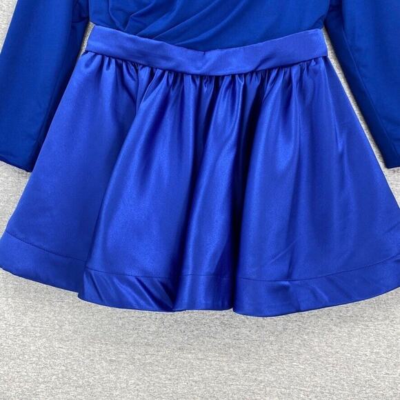 Hebeos Dress Womens 10 Blue Mini Satin Long Sleeve Formal Prom Party Dance NEW - Picture 6 of 16